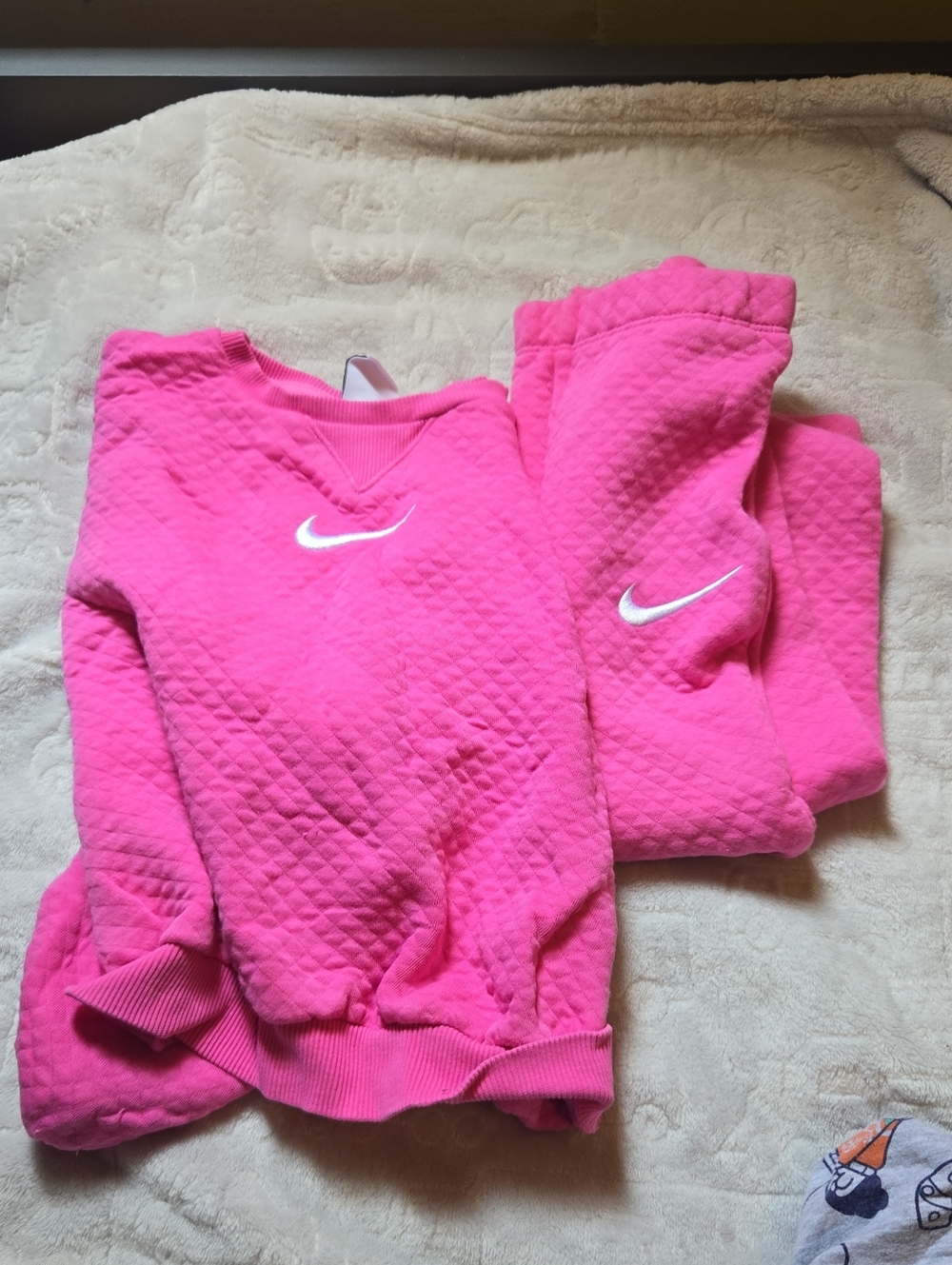 Nike Hot Pink Quilted Kids Sweatshirt with White Swoosh